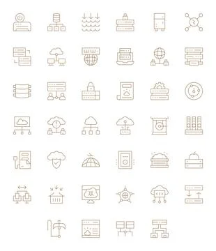 Server Premium Vector Bundle with 40 High Resolution Display Perfect Thin L.. イラスト素材