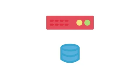 A server with a prominent red and blue icon, representing its status or spe.. Stock Footage 332849792