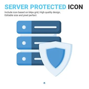 Server protected icon vector with flat color style isolated on white backgroud Illustrazione stock
