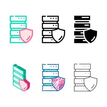 Server protection color icon vector simplified line Stock Illustration