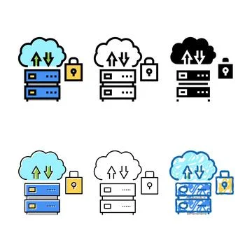 Server protection color icon vector sign designs Stock Illustration