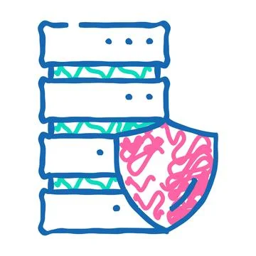 Server protection icon doodle illustration Stock Illustration
