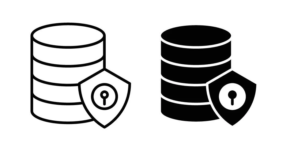 Server protection icon pack with silhouette and stroke web icons Stock Illustration