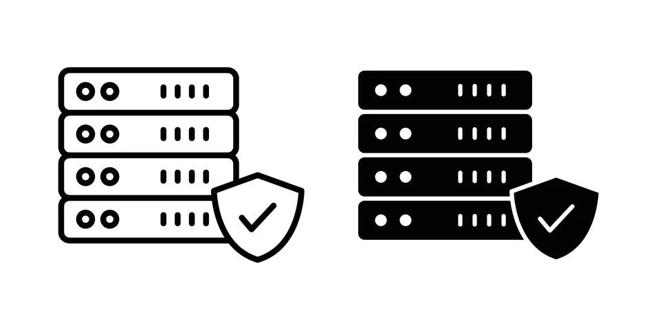 Server protection icon symbol. Flat and Stroke Vector illustration Stock Illustration