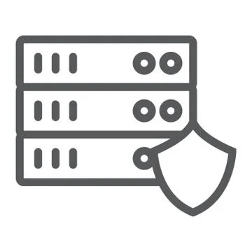 Server protection line icon, privacy and security, database protection sign Stock Illustration