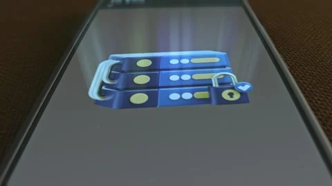 Server Protection themed graphic presentation on smartphone Vídeo Stock 303426859