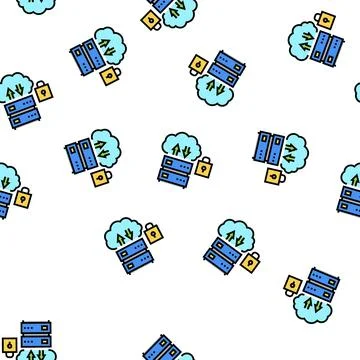 Server protection vector seamless pattern sign 库存插图