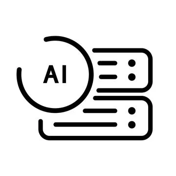 Server rack with AI artificial intelligence icon for managed hosting Stock Illustration