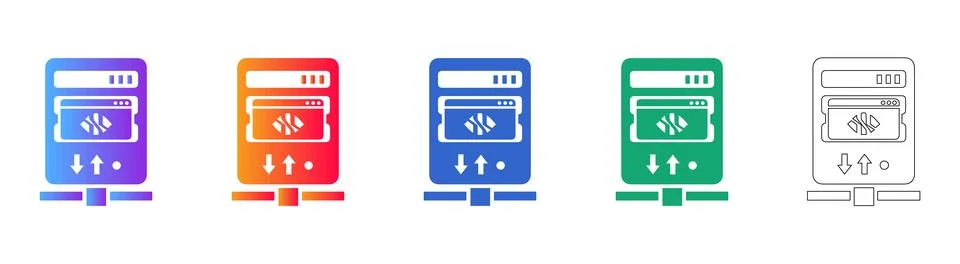 Server Rack and Browser Interface Icons Data and Web Hosting Иллюстрация