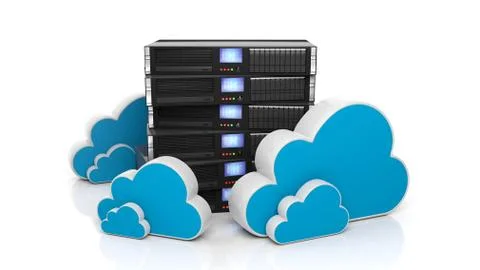 Server rack and cloud icons isolated on white background.. イラスト素材