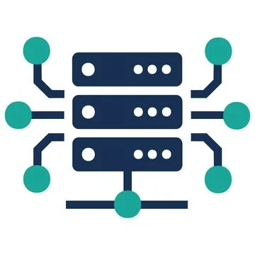 Server rack and data network connection icon Illustrazione stock