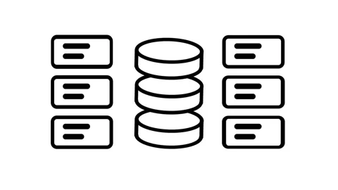 Server Rack and Database Icon Stock Footage 340307235
