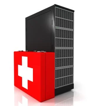 Server rack and first aid kit Stock Illustration
