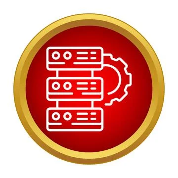 Server rack and gear icon for data management Stockillustratie
