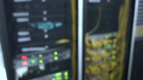Server rack audio cable. Severs computer in a rack at the large data center. Stock Footage 86034280