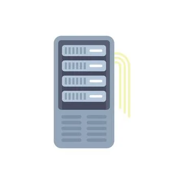 Server rack being connected to network cables in data center Illustrazione stock