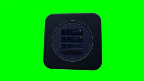 Server Rack Blade Cabinet Glowing with Flashing Lights on Green Screen. Stock Footage 346368607