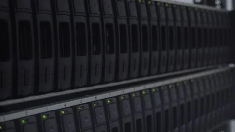 Server Rack Blinking. Large data center. Video contains flickering. 스톡 동영상 166380132