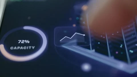 Server Rack Capacity Gauge At Seventy Two Percent 4K Stock Footage 341861288