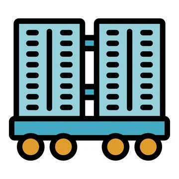 Server rack cart being moved for maintenance icon Illustrazione stock