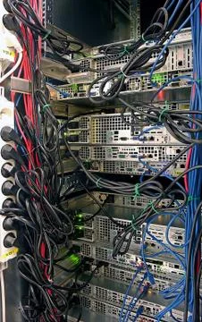 Server rack cluster in a data center Stock Photos