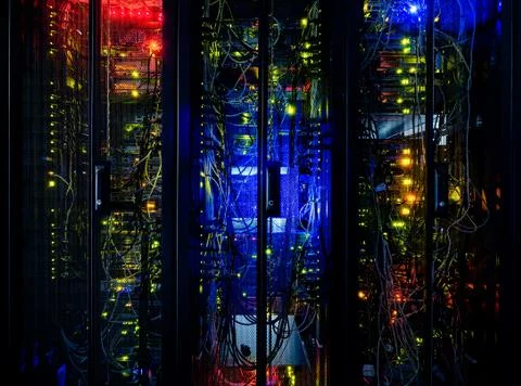Server rack cluster in a data center Stock Photos