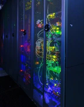 Server rack cluster in a data center Stock Photos