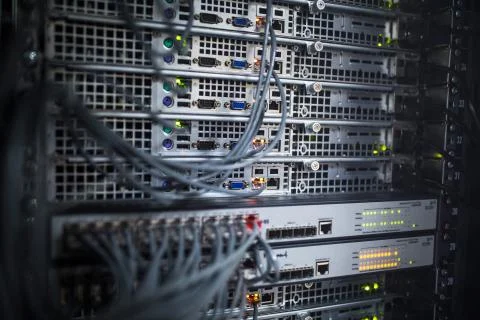 Server rack cluster in a data center Stock Photos