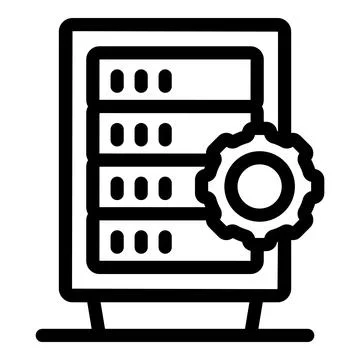 Server rack configuration and maintenance icon depicting data center manageme Stock Illustration