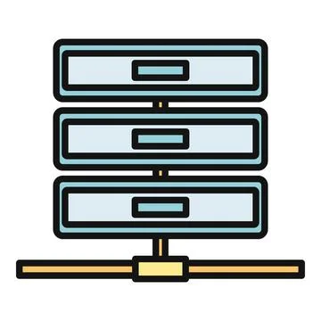 Server rack connected to network infrastructure icon Illustrazione stock