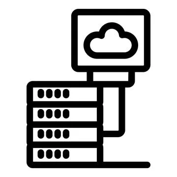 Server rack connecting to cloud computing, symbolizing data storage, network  스톡 일러스트