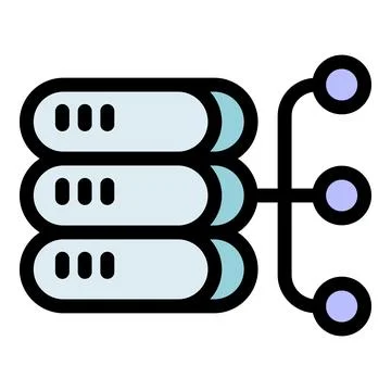 Server rack connecting to network nodes, data center infrastructure Stock Illustration