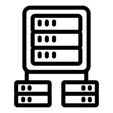 Server rack connecting to two databases, data center infrastructure managemen Illustrazione stock