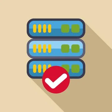 Server rack data access approved checkmark icon Illustrazione stock
