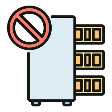 Server rack data access blocked icon concept Stock Illustration