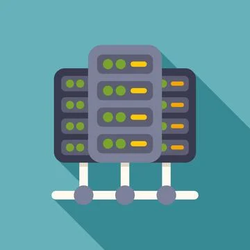 Server rack data center hosting flat icon Illustrazione stock