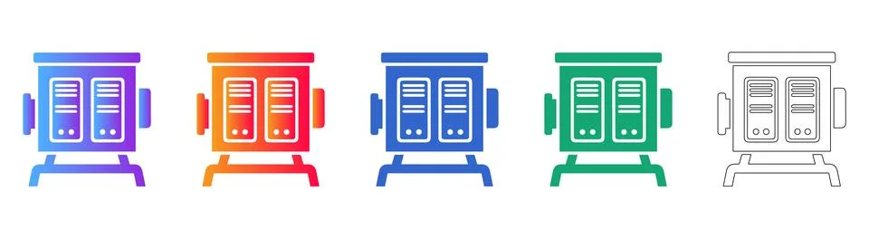 Server Rack Data Center Icon Set for Cloud Computing Stockillustratie