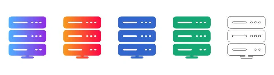 Server rack data center icon set Stock Illustration