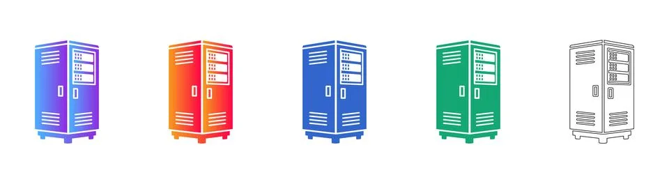 Server Rack Data Center Infrastructure Icons Stock Illustration