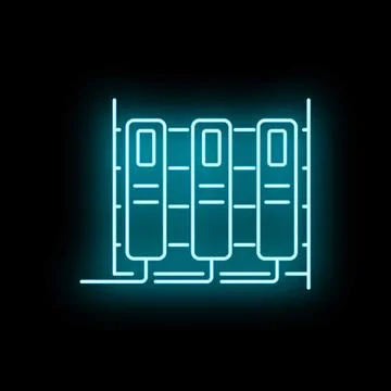 Server rack data center neon glowing icon Stock Illustration