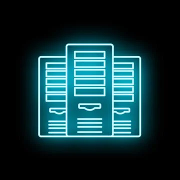 Server rack data center neon glowing icon Illustrazione stock