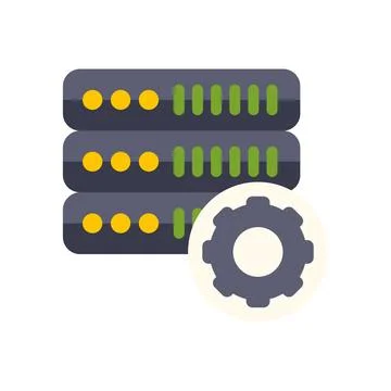 Server rack data configuration and system setup icon Stock Illustration