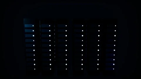 Server Rack Data Flow Loop - Blue Glowing Data Center Backdrop Video stock 341955071