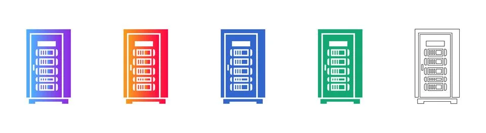 Server Rack Data Management Icons 스톡 일러스트