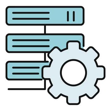 Server rack data management setting up icon Stockillustratie