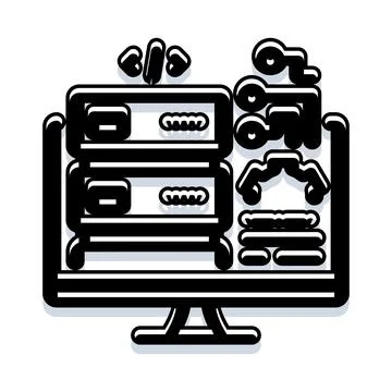Server rack data storage and programming concept 库存插图