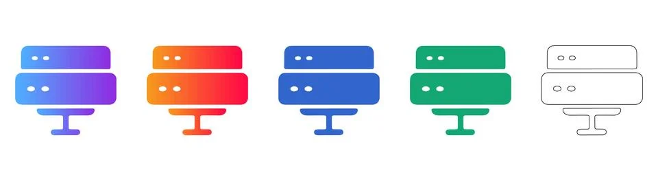 Server rack data storage flat icon set 스톡 일러스트