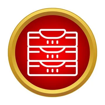 Server rack data storage icon with red background Stock Illustration
