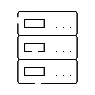 Server rack data storage line icon illustration イラスト素材