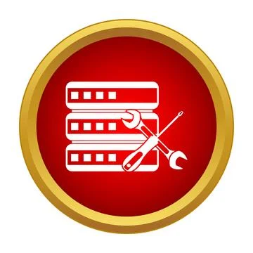 Server rack data storage maintenance and repair icon Stockillustratie